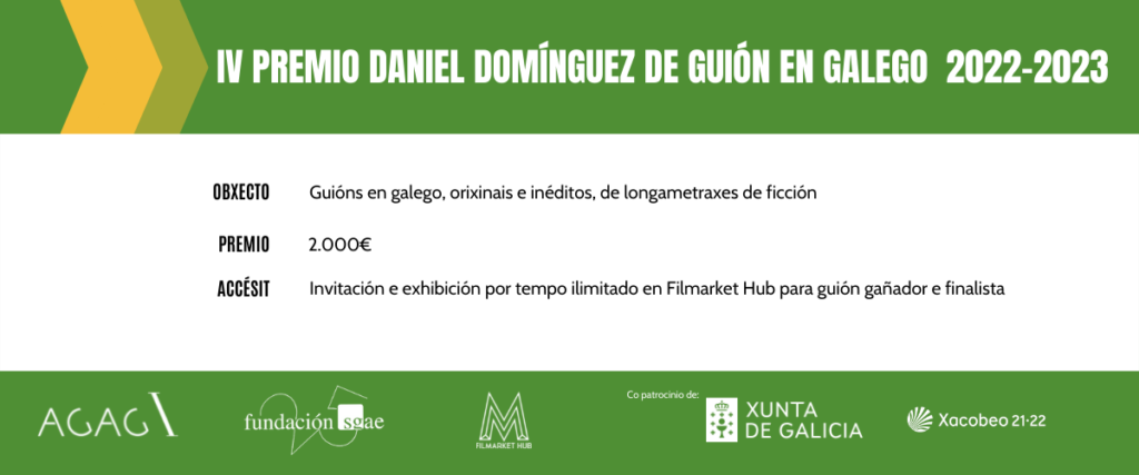 O IV Premio Daniel Domínguez de Guión en galego consolídase co patrocinio de a Xunta de Galicia